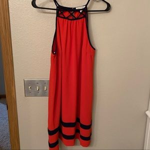 Orange and navy blue tshirt dress